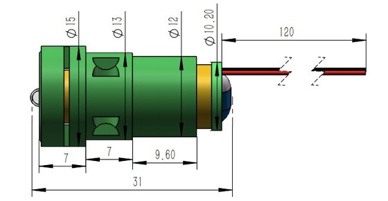 2.6-3.0V 전압 라인 녹색 레이저 모듈 532nm 5-18mW 출력 전력
